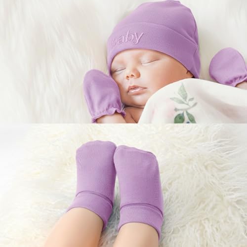 BQUBO Newborn Baby Hat Mittens Socks Set Infant Cotton Beanie Gloves Thick Warm - Image 2