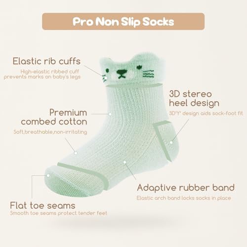 Aroveea Toddler Socks Non Slip Grip Ankle Baby 12 Pack - Image 6