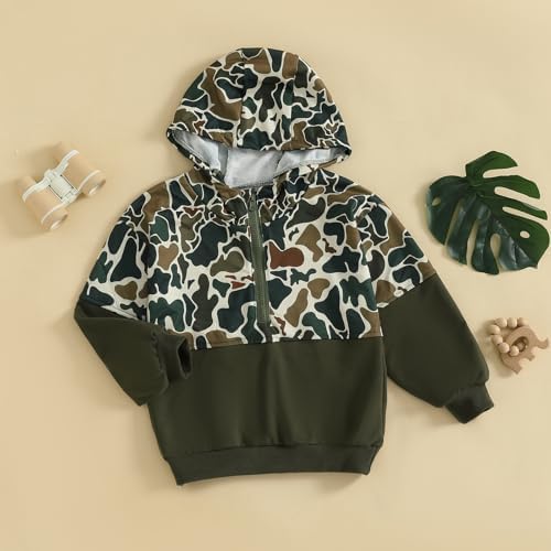 Baby Toddler Boy Girl Hoodies Camouflage Half Zip-up Sweatshirt Unisex Hooded - Image 3