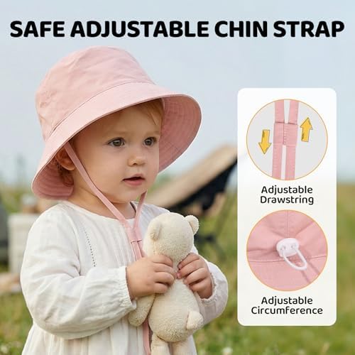 Toddler Bucket Hats UPF 50+ Baby Sun Hat Adjustable Kids Sun Protection Summer - Image 5