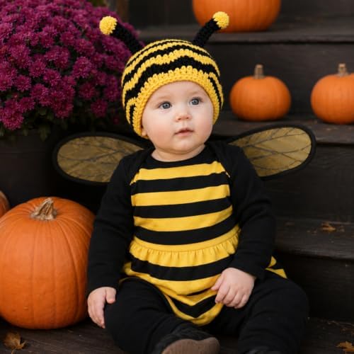 Bumble Bee Baby Knit Hat Soft Cotton Infant Crochet Bee Beanie Cute Animal - Image 3
