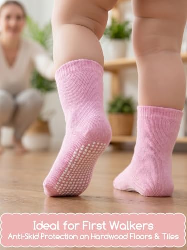 Aroveea Toddler Socks Non Slip Grip Ankle Baby 12 Pack - Image 2