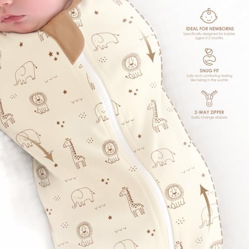Baby Swaddle 0-2 Months, Cotton Arm-In Zipper Sleep Sack, Wearable Blankets Wrap - Image 5