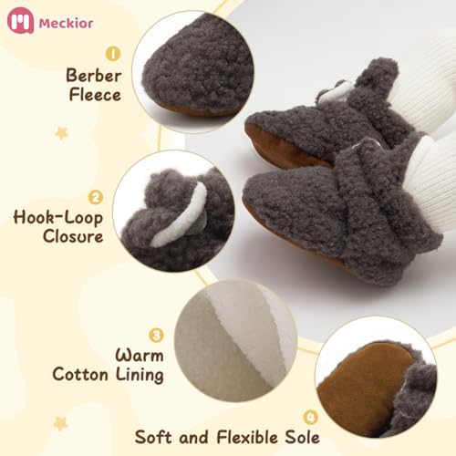 Meckior Newborn Infant Baby Girls Boys Warm Fleece Winter Booties First Walkers - Image 5