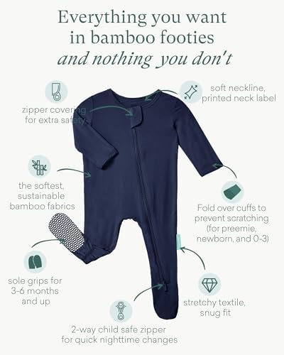 PurComfy Bamboo Viscose Baby Zipper Footie Pajamas, 0-3-6-9-18-24 Months | Ideal - Image 3