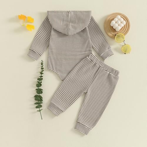Thorn Tree Newborn Unisex Baby Clothes Set Hooded Long Sleeve Bodysuit Stretchy - Image 4