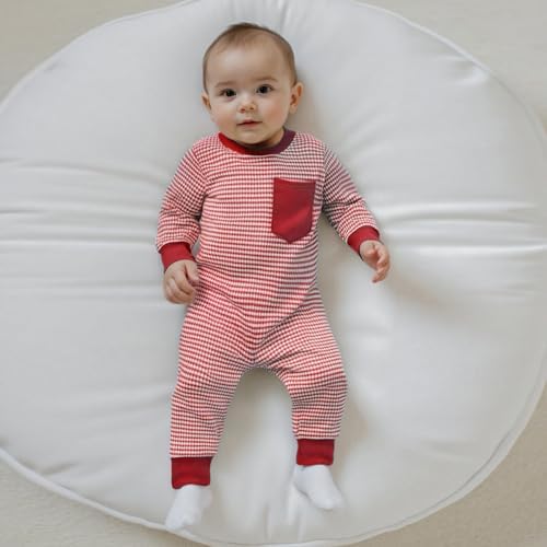 VISGOGO Newborn Infant Baby Boy Waffle Cotton Romper Clothes Onesie Stripe - Image 2
