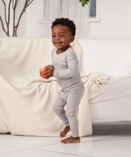 AVAUMA Stripe Pattern Baby Boys Girls Pajama Set Kids Toddler Snug fit Ribbed - Image 2