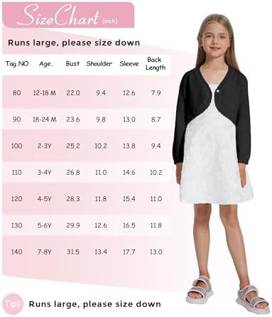 Girls Cardigan, Girls Bolero Shrug Sweater, Kids Knit Hollow Out Long Sleeve - Image 6