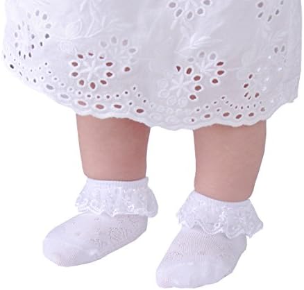 EPEIUS Baby Girl Ruffle Socks, Eyelet Frilly Lace Socks - Image 4