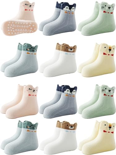 Aroveea Toddler Socks Non Slip Grip Ankle Baby 12 Pack by Aroveea