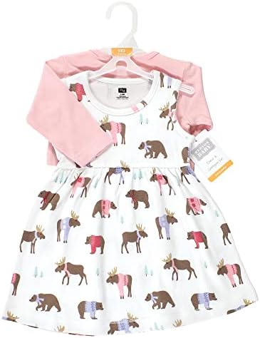 Hudson Baby Infant and Toddler Girls Cotton Dress and Cardigan Set - Image 2