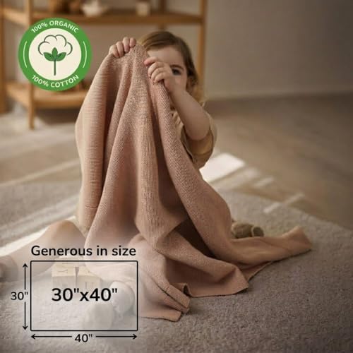 Receiving Blankets, 100% Organic Cotton Knit, Newborn Baby Swaddle | - Image 2