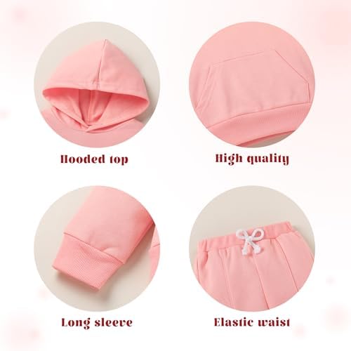 YOUNGER TREE Baby Clothes for Girls Boy Solid Color Hoodie and Sweatpants - Image 4