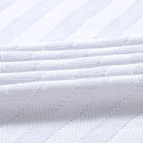 Avibae Knitted Baby Throw Blanket, Solid Color Swaddling Receiving Blanket - Image 3