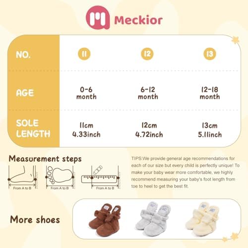 Meckior Newborn Infant Baby Girls Boys Warm Fleece Winter Booties First Walkers - Image 6