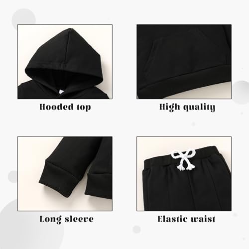 YOUNGER TREE Baby Clothes for Girls Boy Solid Color Hoodie and Sweatpants - Image 4