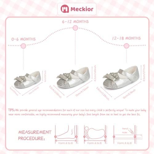 Meckior Infant Baby Girls Soft Sole Bowknot Princess Wedding Dress Mary Jane - Image 6