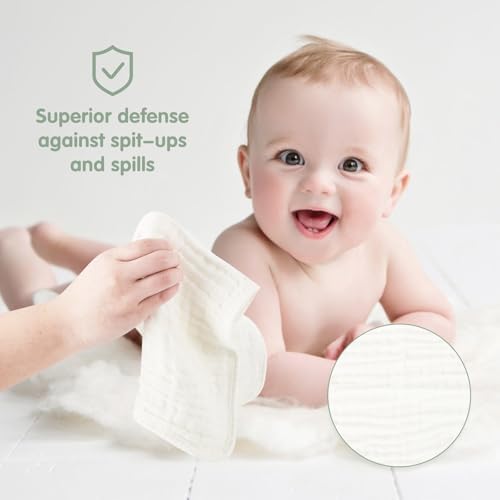 Muslin Burp Cloths Set for Babies 100% Cotton Baby Washcloths, Large 20''x10'' - Image 4
