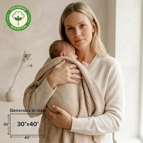 Receiving Blankets, 100% Organic Cotton Knit, Baby Swaddle 2-Pack | - Image 4