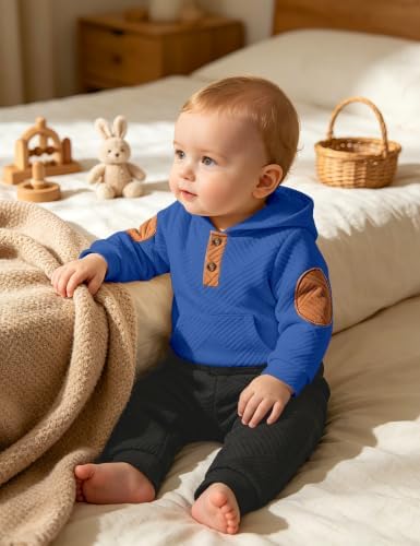 Fommy Baby Boy Clothes Colorblocked Long Sleeve Hoodie + Long Pants 2PCS Fall - Image 3