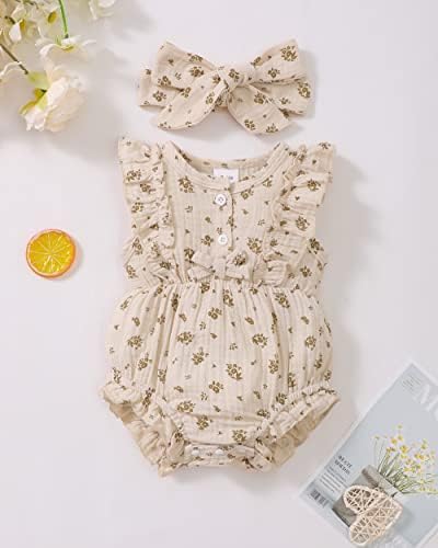 Renotemy Baby Girl Clothes Summer Rompers Cute Outfits Preemie-18 Months | - Image 2