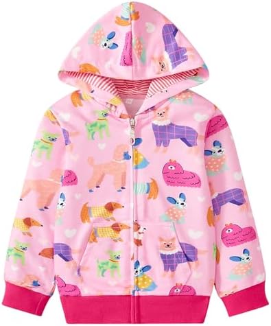 Baby Girl Zip-up Jacket Rainbow Unicorn Cotton Hoodie Sweatshirt Toddler Fall by Popshion