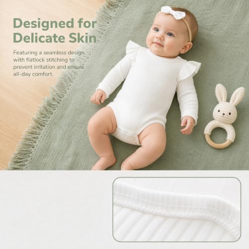 Baby Girl Knit Ruffle Outfit Clothes Ribbed 100% Organic Cotton Solid Color - Image 3