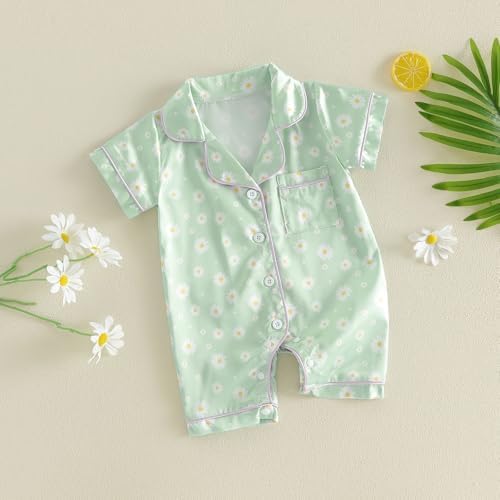 Kuriozud Baby Girl Boy Romper Pajamas Onesie Short Sleeve Button Down Pjs - Image 6