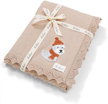 Avibae Cotton Knit Baby Blanket, Soft Cotton Newborn Receiving Swaddling | by B