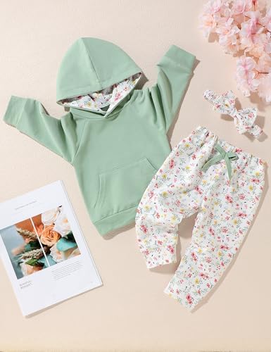 oklady Baby Girl Clothes, Hoodie Tops Floral Pant - Image 2