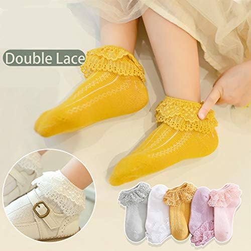 EPEIUS Baby Girl Ruffle Socks, Eyelet Frilly Lace Socks - Image 2