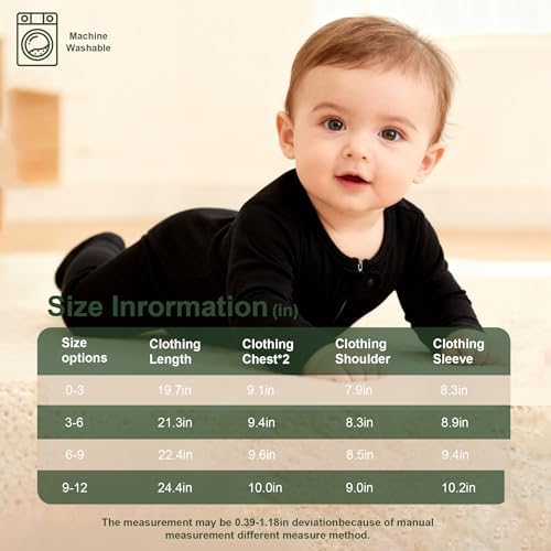 Hikido Baby Romper 100% Organic Cotton Pajamas One Piece Long Sleeve Zipper - Image 7
