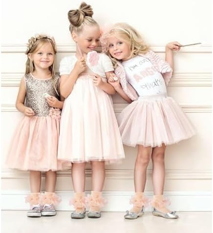 Girls Ruffle Socks Double Lace Turn Cuff Frilly Church Dress Socks - Image 5