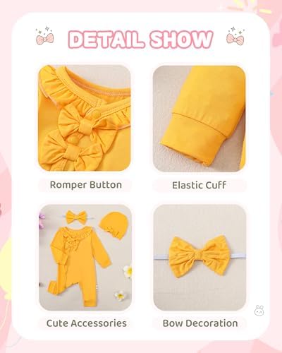 Mikrdoo Newborn Baby Girl Clothes Long Sleeve Romper - Image 5