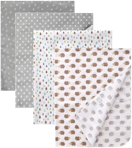 Cotton Flannel Receiving Blankets 4 Pcs, Baby Swaddle Blankets, Infant Flannel by Unknown