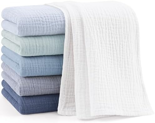 Bearmoss 6 Pack Muslin Burp Cloths by Bearmoss