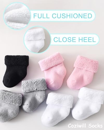 Baby Socks Newborn Terry Cotton Ankle Crew Socks 0-3 Months Girls Preemie Turn - Image 5