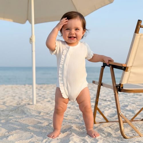 Fernvia Newborn Baby Girl Clothes Solid Color Ribbed Knit Ruffle Romper Preemie - Image 3