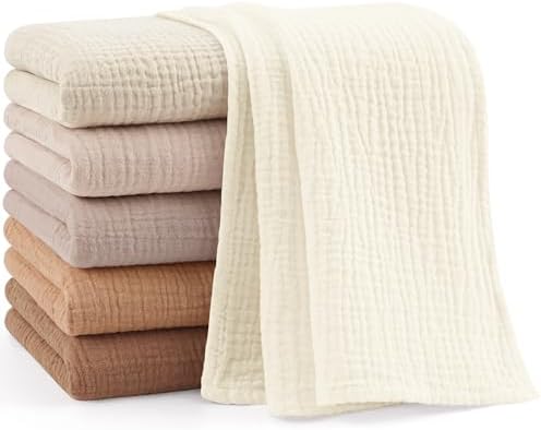 Bearmoss 6 Pack Muslin Burp Cloths by Bearmoss