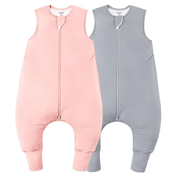 Rayon Made From Bamboo Sleep Sack 3t-4t 0.5 Tog Ultra Soft Summer Toddler Sleep Sack 36-48 Months with Feet 2-Way Zipper Lightweight Sleeping Bag Baby Wearable Blanket (2 Pack)-Pink & Gray