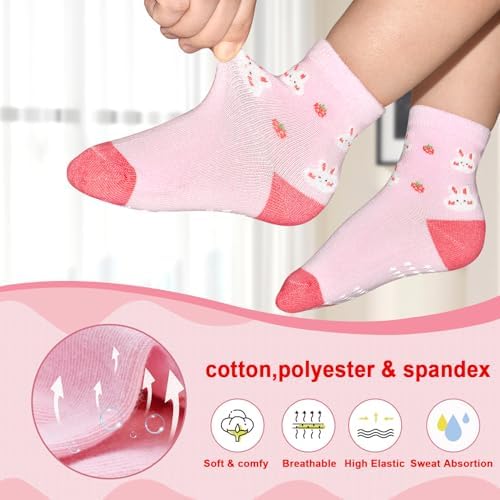 SkiBeaut Baby Toddlers Girls Socks, 12 Pairs Non Slip Kids Grips Toddler Grippy - Image 3