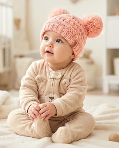 FURTALK Baby Winter Knitted Beanie Hat Soft Warm Pom Poms Toddler Skull Cap - Image 3
