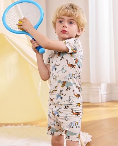 babee Reshinee Bamboo Viscose Toddler Boys Pajamas Set, Short Sleeve Kids - Image 4