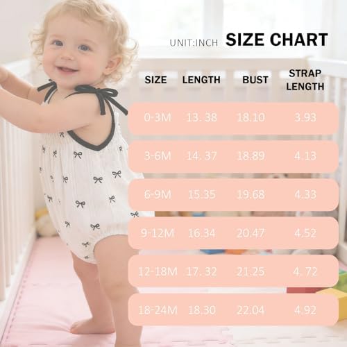 ROMPERINBOX Baby Girl Bodysuit Cotton Spaghetti Strap Sleeveless Onsies Summer - Image 6