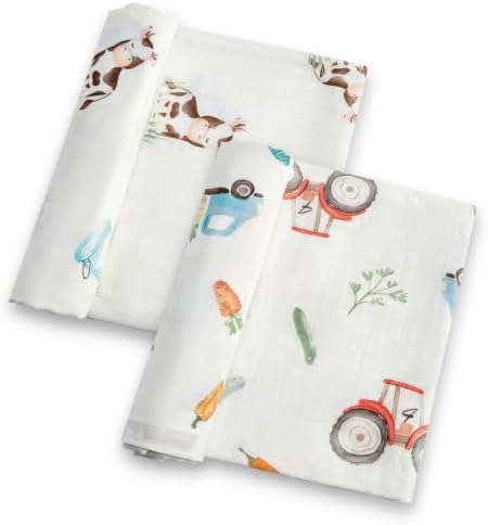 Baby Swaddle Blankets, Bamboo Muslin Receiving Blanket | 2-Pack, Lightweight & by IBESTOPIA