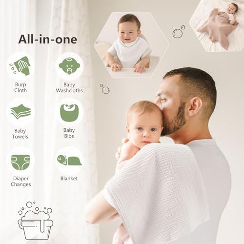 Susurration Muslin Burp Cloths 24x24 Inches Ultra Soft 100% Cotton | 4 or 7 - Image 3