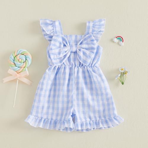 Little Girl Romper Toddler Overalls Summer Bow Jumpsuit Boho Outfit 6M-5T - Image 5