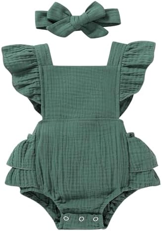 YOUNGER TREE Toddler Baby Girl Ruffled Sleeveless Romper Casual Summer Jumpsuit by YOUNGERTREE