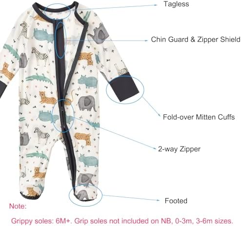 Aablexema Baby Rayon of Bamboo Footed Pajamas Zipper - Image 3